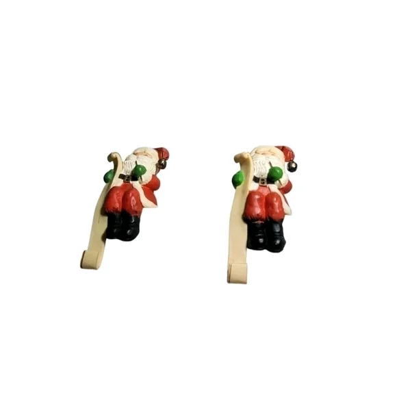 Vintage Santa Claus Checking His List Stocking Hanger 1984 Hallmark Set of 2 - Picture 6 of 11